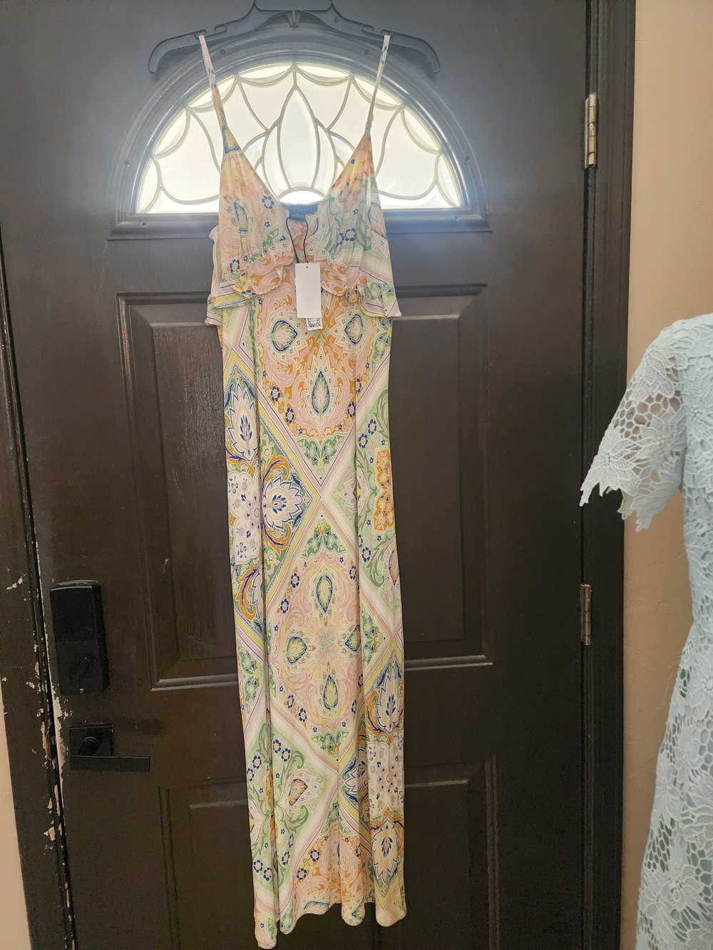 Sanctuary Pastel Yellow and Green Paisley Maxi Dress